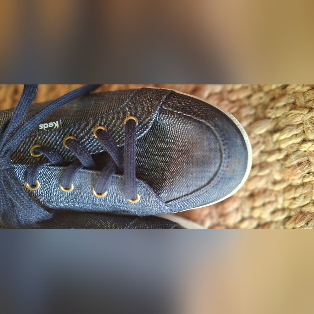 Keds Blue Canvas Lace-Up Sneakers Denim Preppy Casual Sz 10 Boho Gypsy - Picture 4 of 10